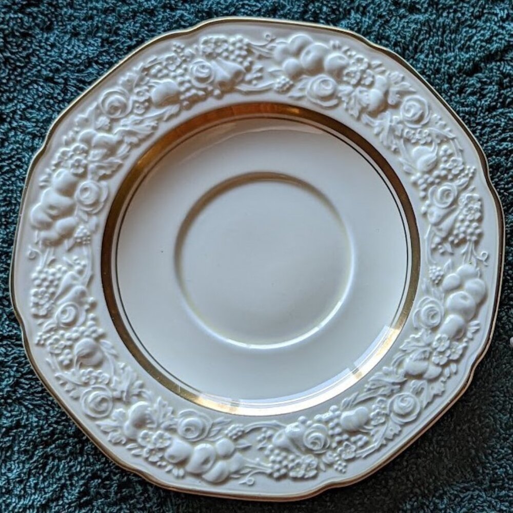 Vintage Crown Ducal Florentine Gold Band 2057 Saucers for Footed Cream Soups